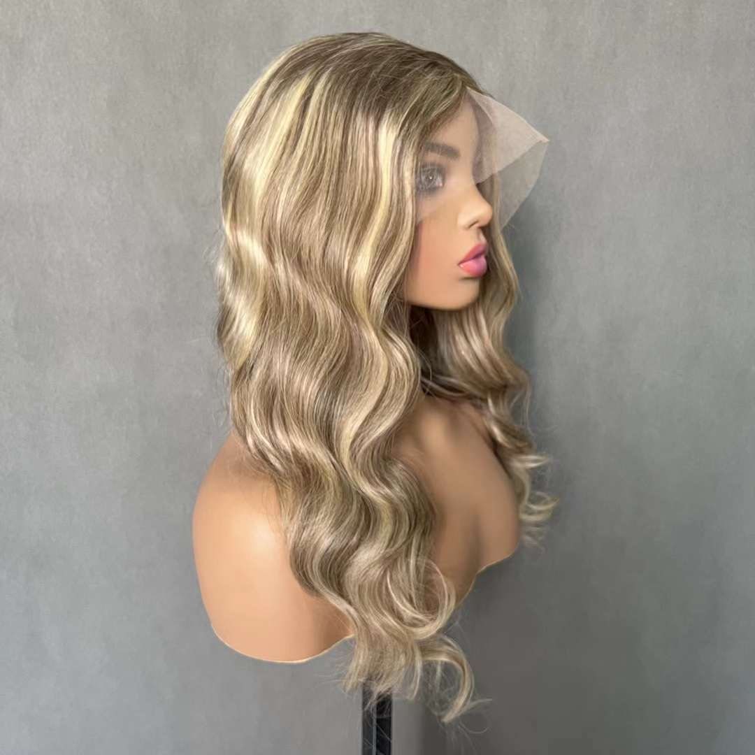 Elena - Blonde human hair wig with highlights - Image 2