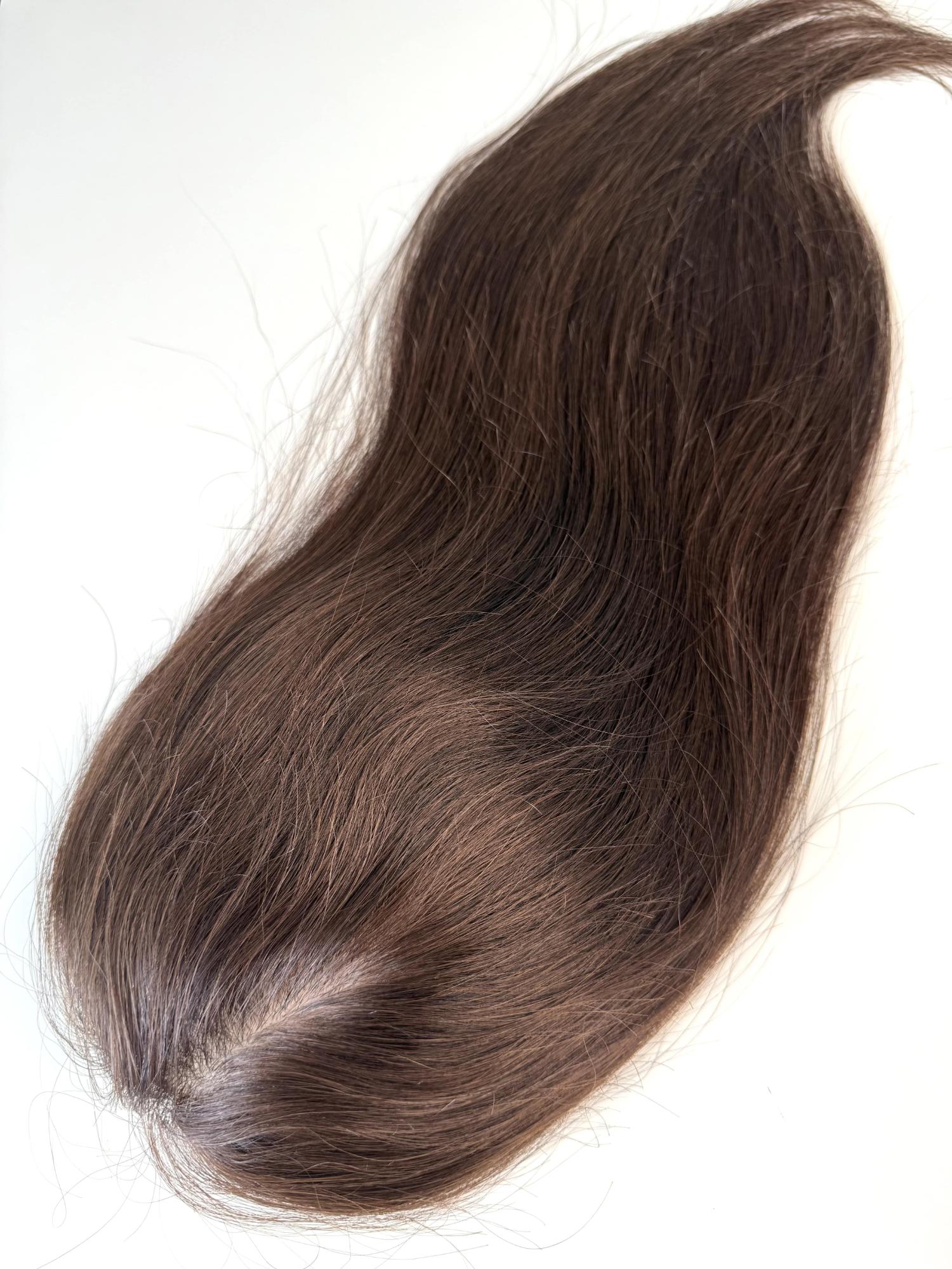 LISA- Hair topper with made from natural brown straight hair - Image 7