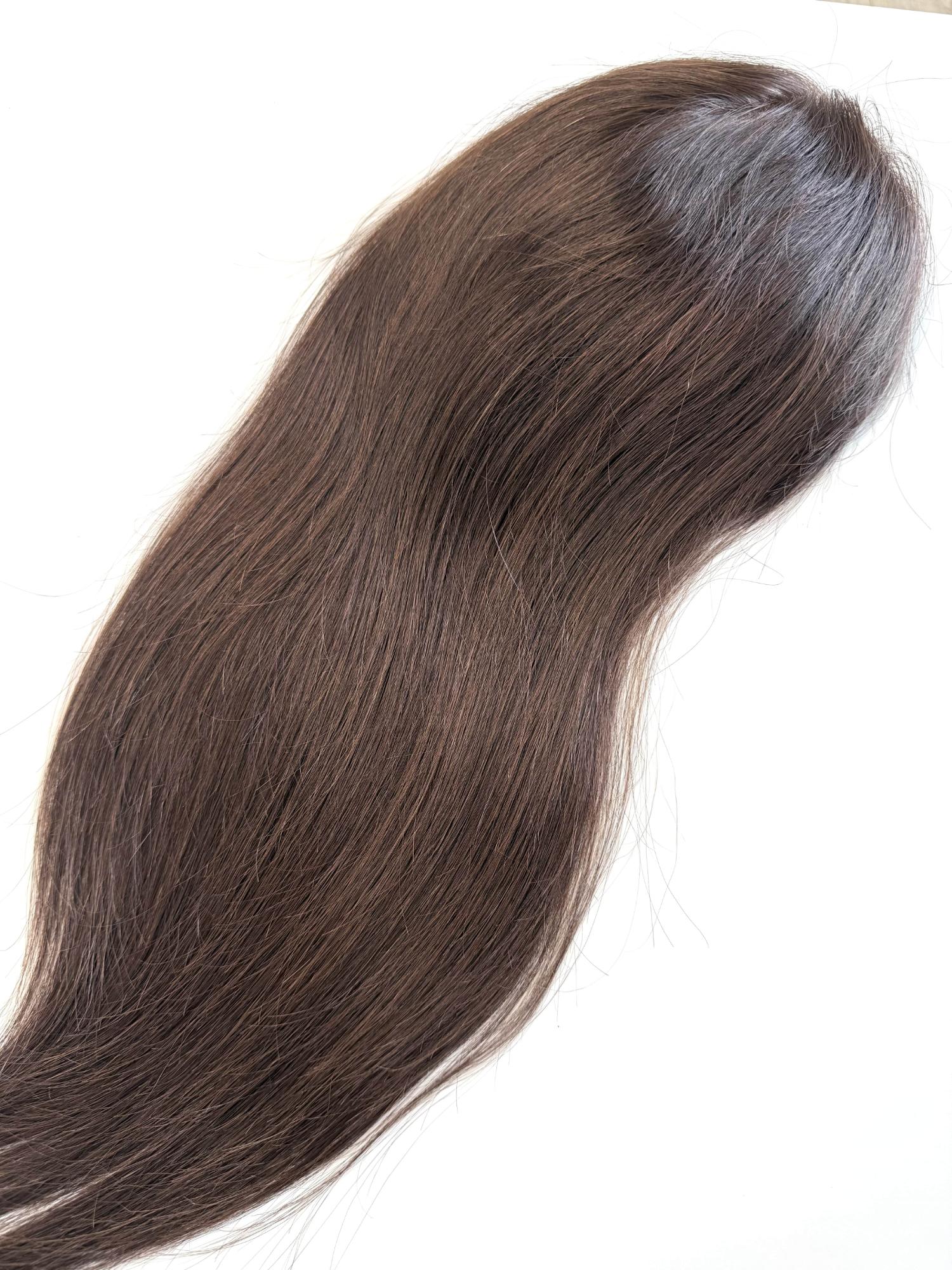 LISA- Hair topper with made from natural brown straight hair - Image 2
