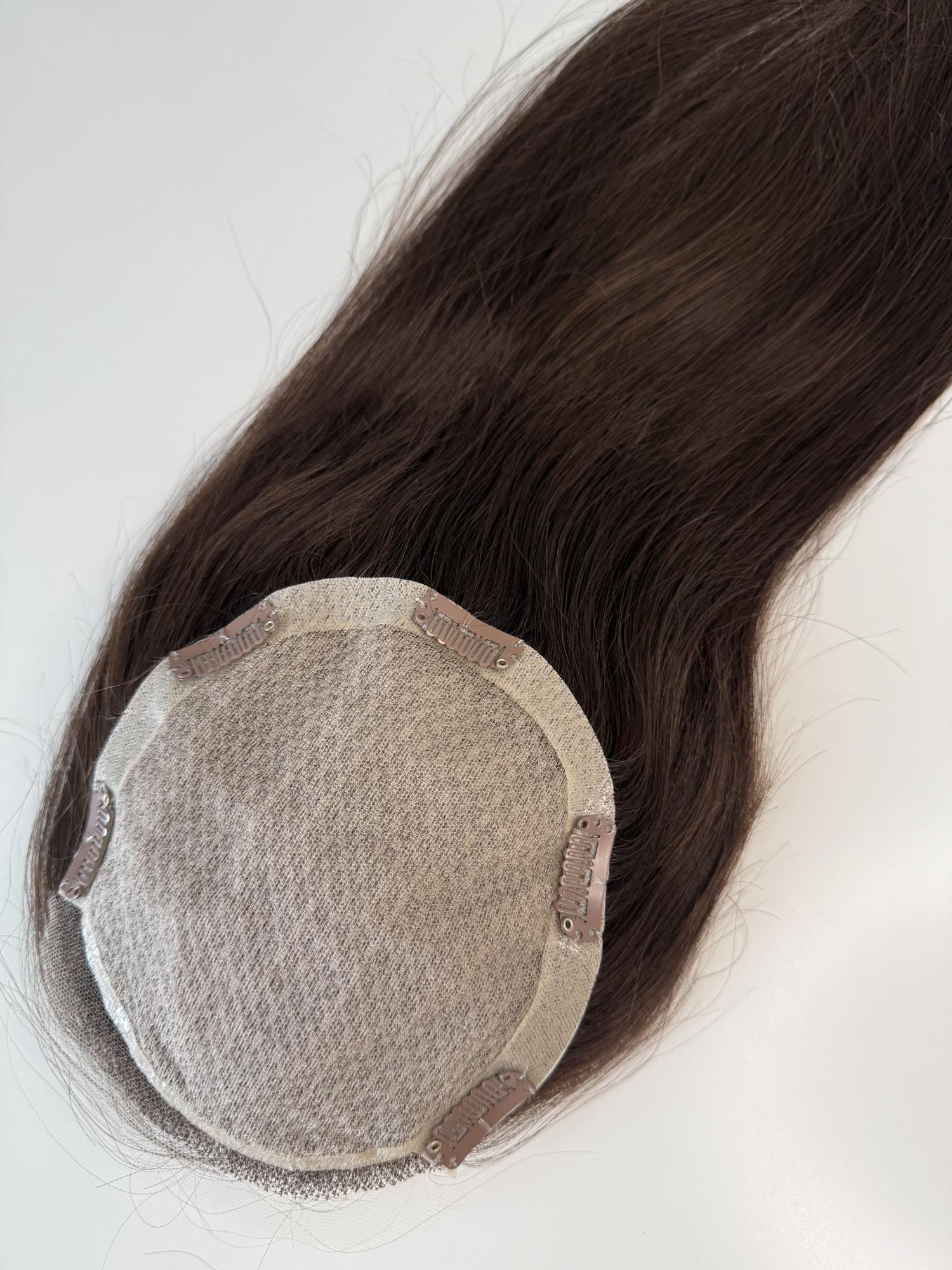 LISA- Hair topper with made from natural brown straight hair - Image 3