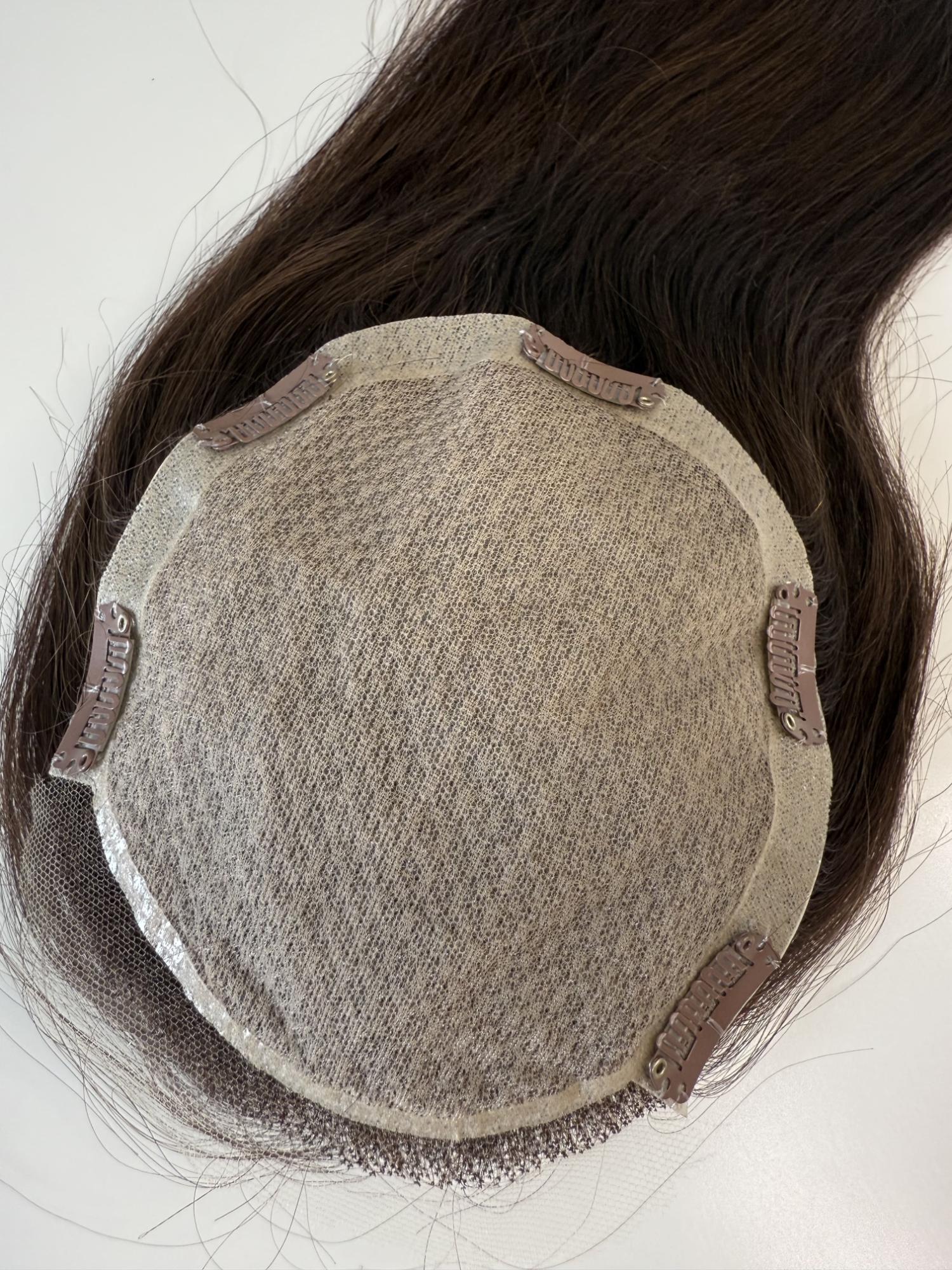 LISA- Hair topper with made from natural brown straight hair - Image 5