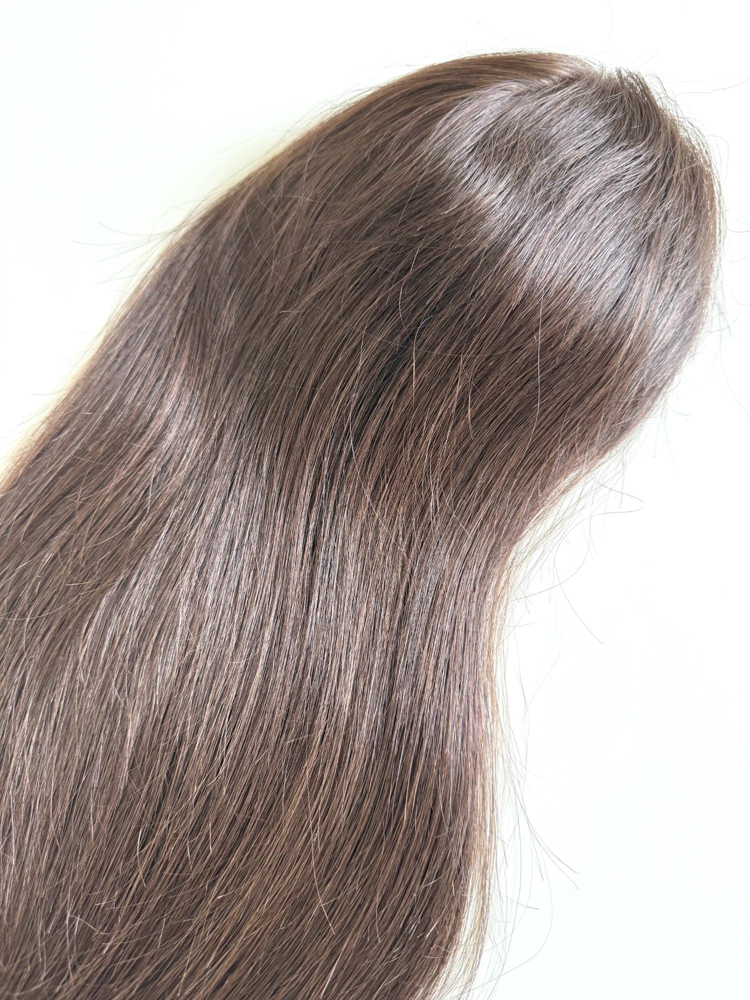 LISA- Hair topper with made from natural brown straight hair - Image 9