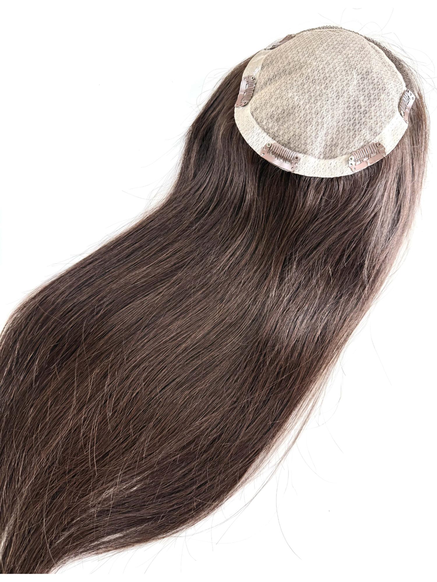 LISA- Hair topper with made from natural brown straight hair - Image 4